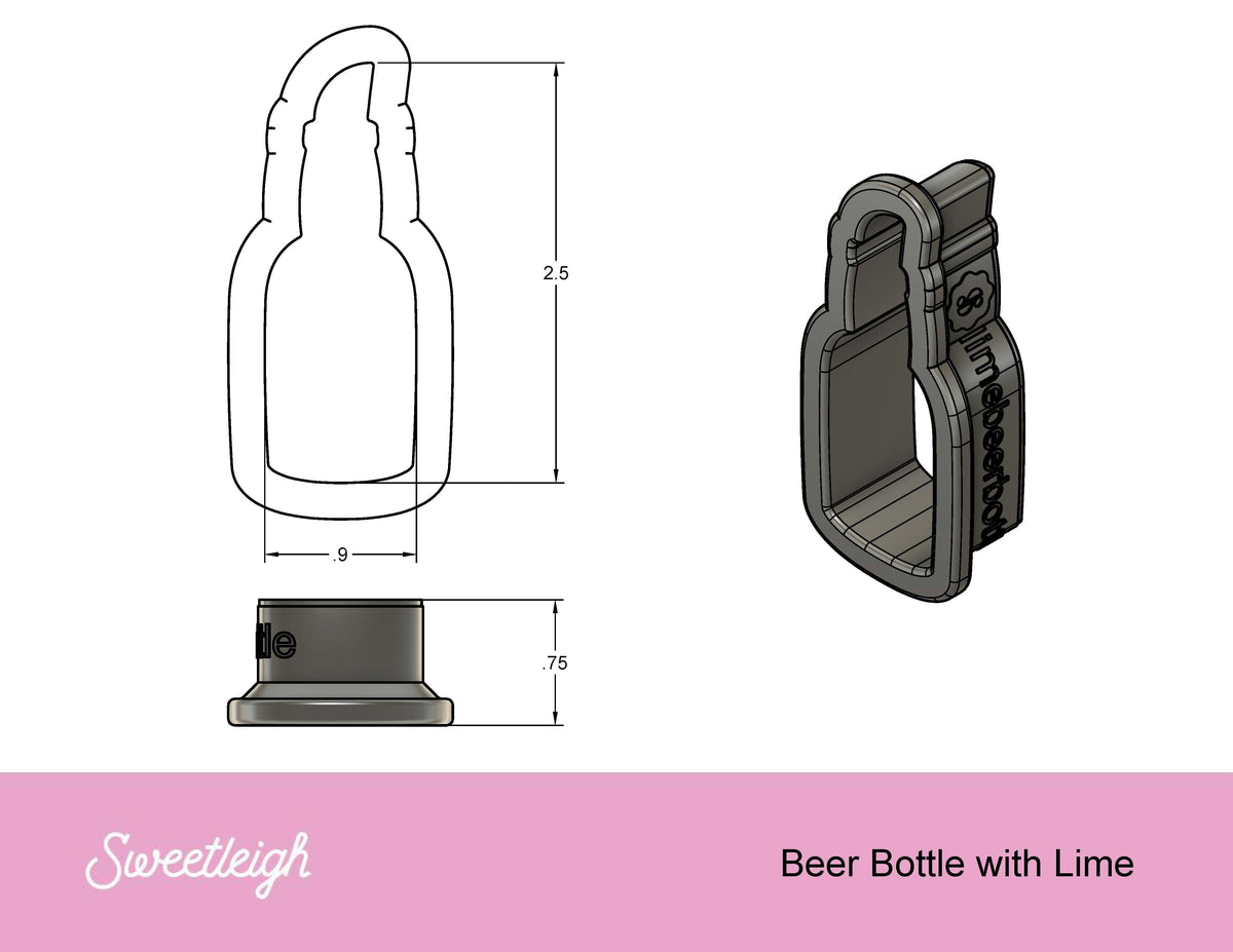 Lime Beer Bottle Cookie Cutter - Sweetleigh 