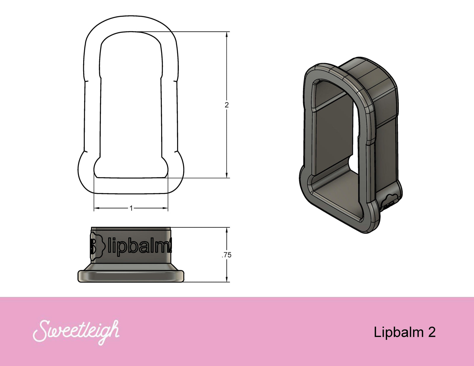 Lip Balm 2 Cookie Cutter - Sweetleigh 
