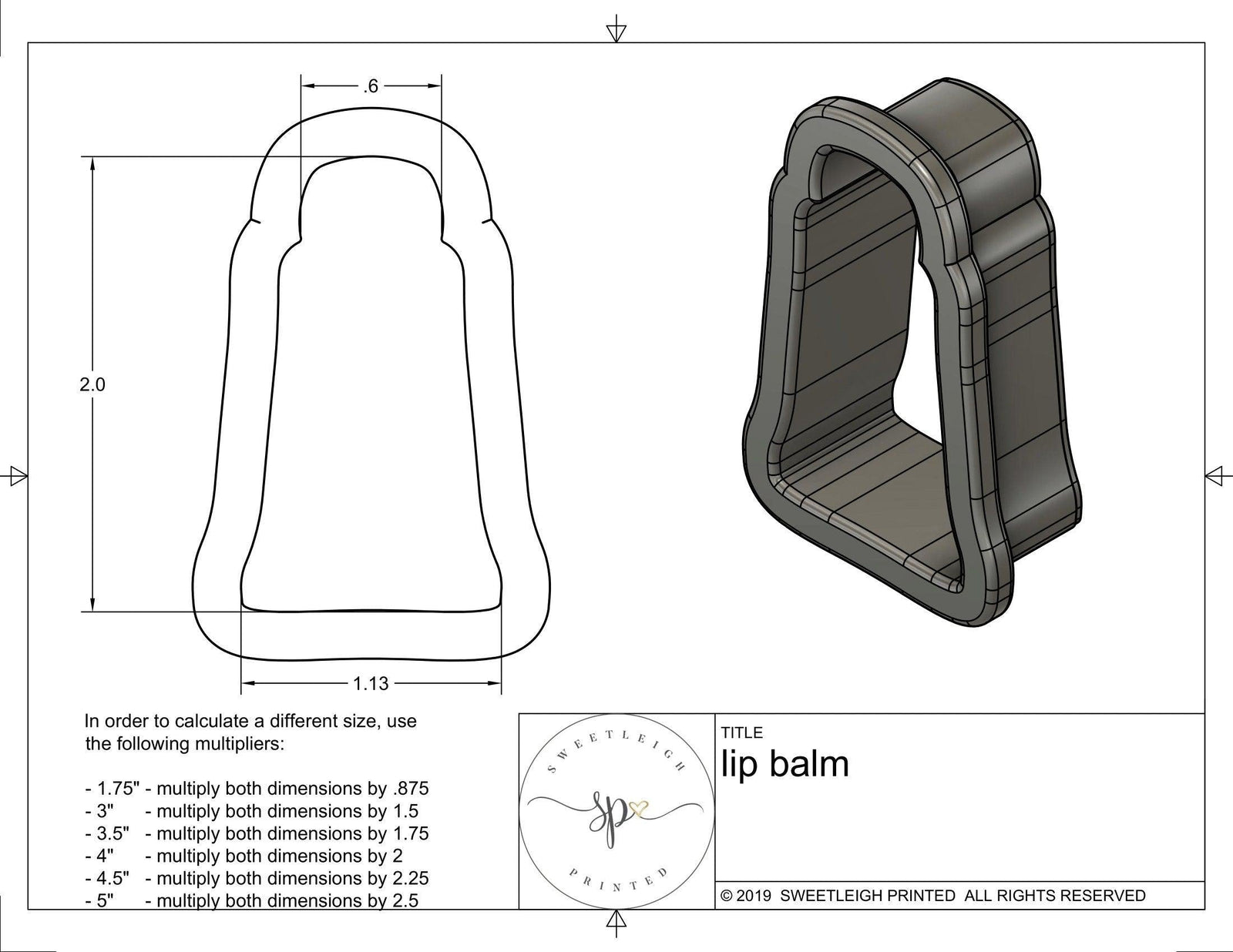 Lip Balm Cookie Cutter - Sweetleigh 