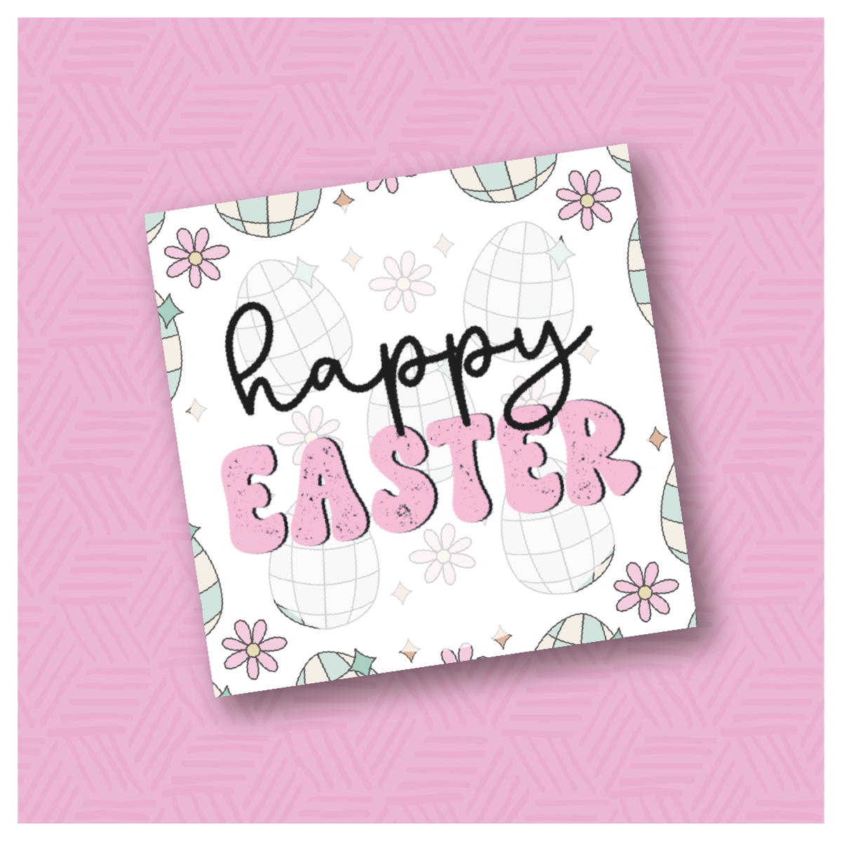 Disco Happy Easter Printable Square Tags