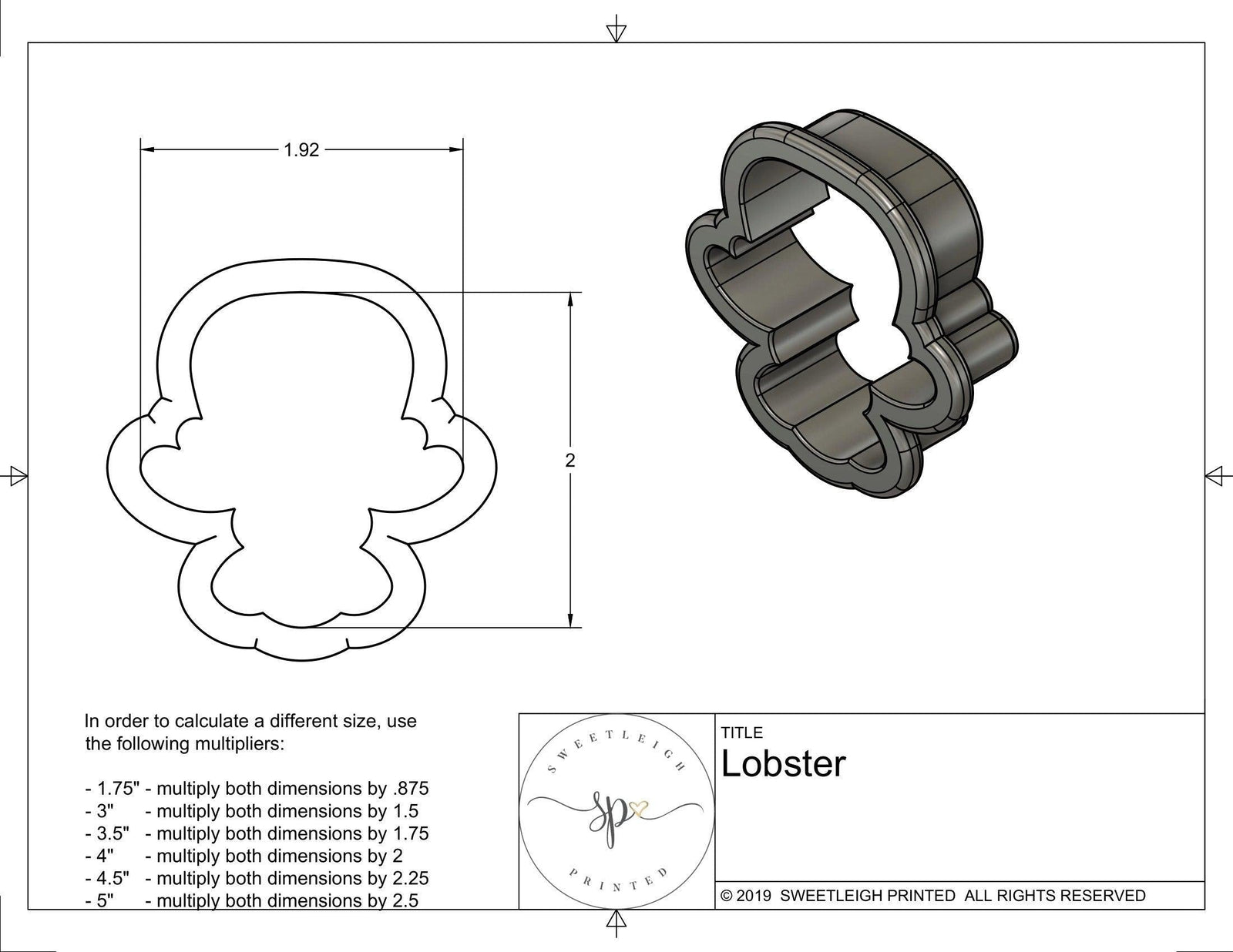 Lobster Cookie Cutter - Sweetleigh 