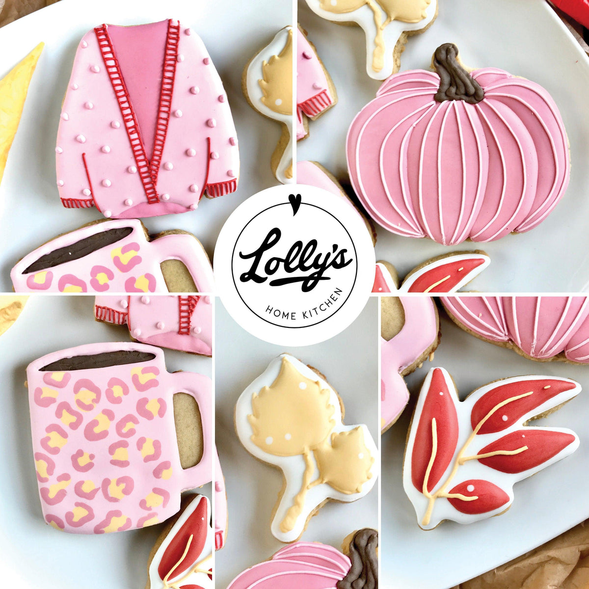 Lolly&#39;s Home Kitchen Cozy Rosy Fall Cookie Class Cutters - Sweetleigh 