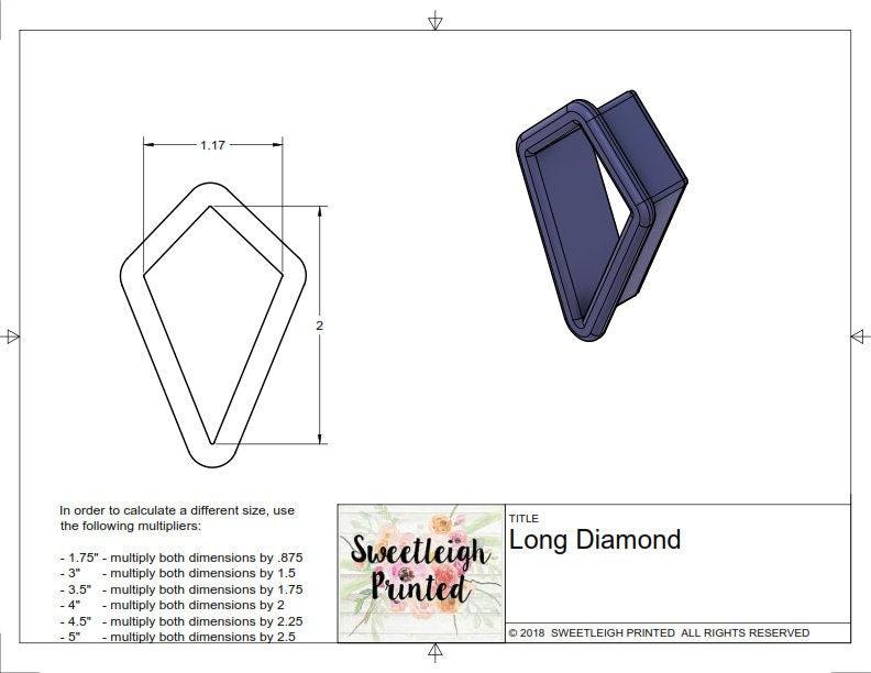 Long Diamond Cookie Cutter - Sweetleigh 