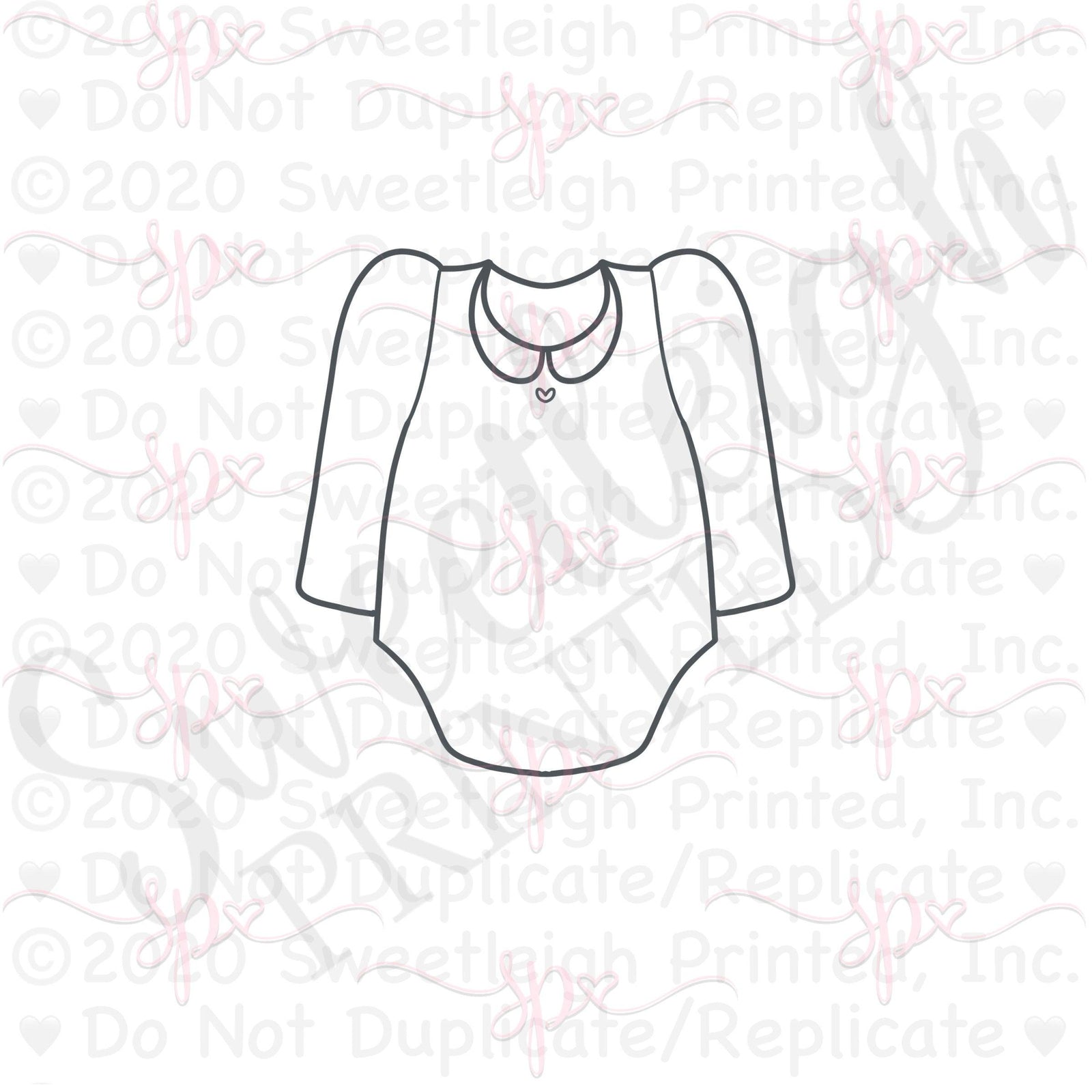 Long Sleeve Collar Onesie Cookie Cutter - Sweetleigh 