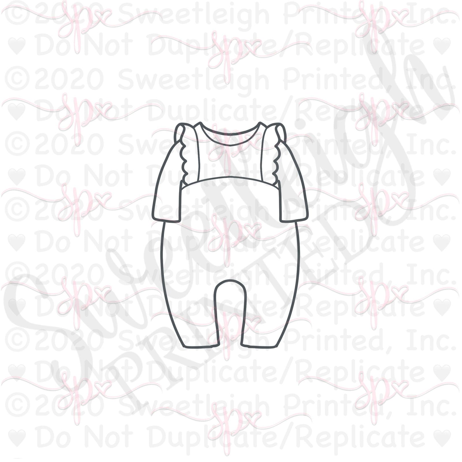 Long Sleeve Velvet Romper Cookie Cutter - Sweetleigh 