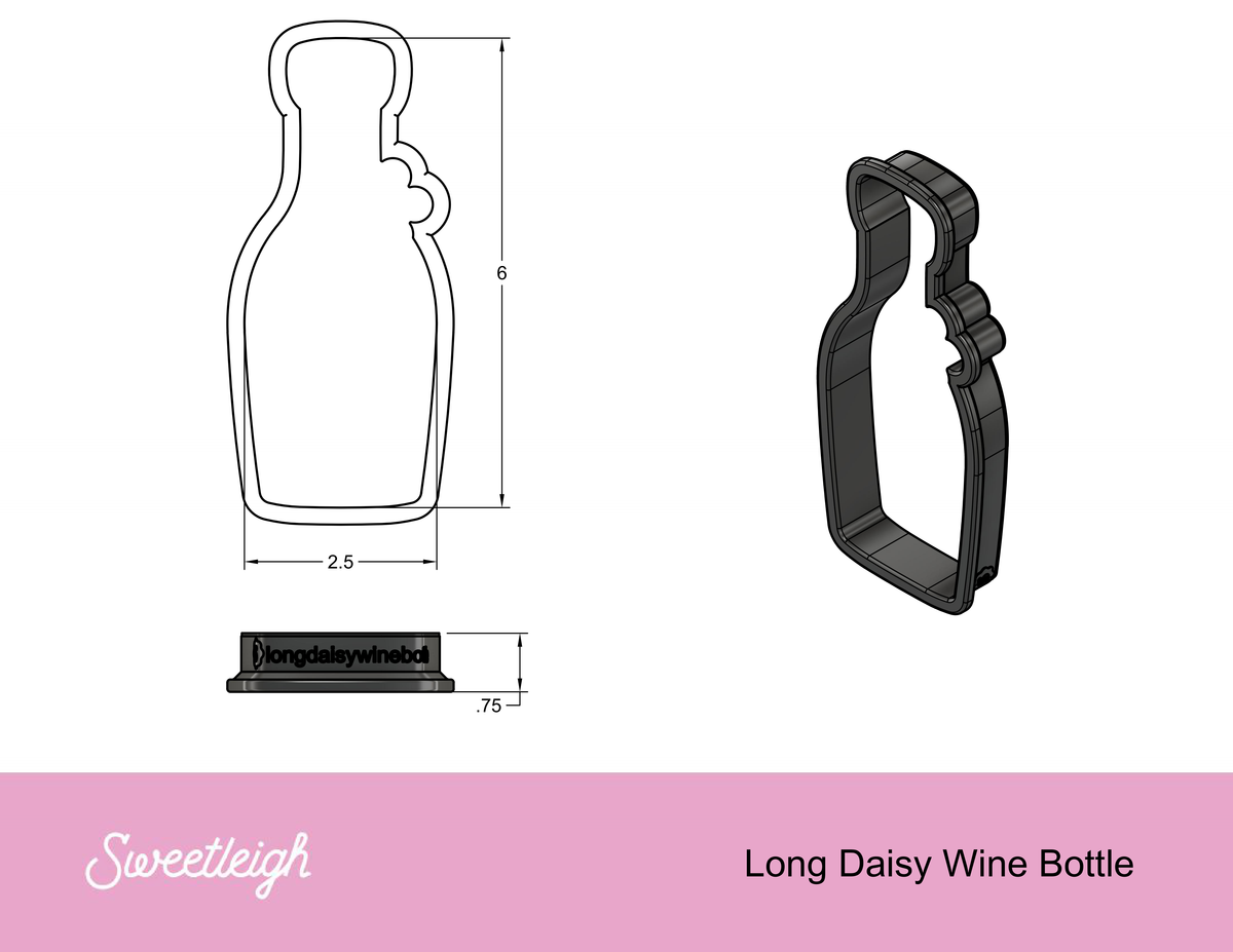 Long Daisy Wine Bottle Cookie Cutter
