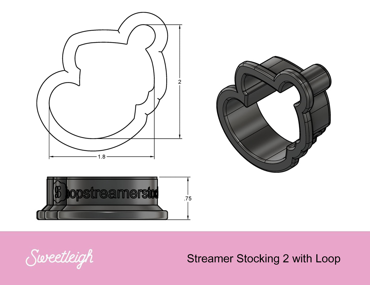 Streamer Stocking 2 with Loop Cookie Cutter