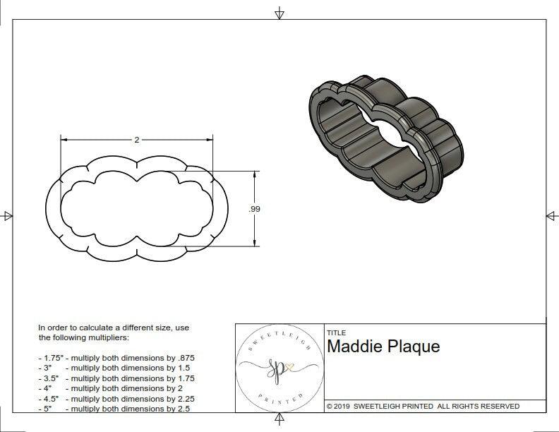 Maddie Plaque Cookie Cutter - Sweetleigh 