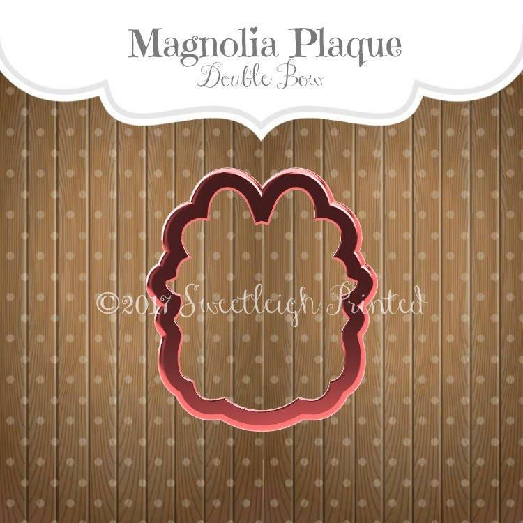 Magnolia Double Bow Plaque Cookie Cutter - Sweetleigh 