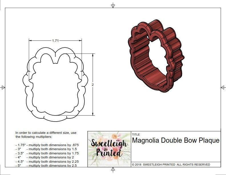 Magnolia Double Bow Plaque Cookie Cutter - Sweetleigh 