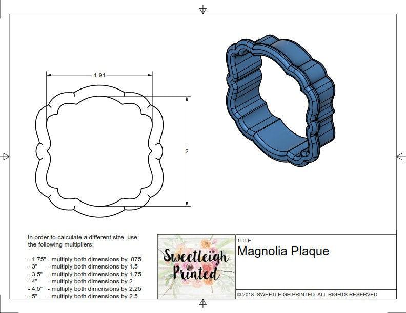 Magnolia Plaque Cookie Cutter - Sweetleigh 