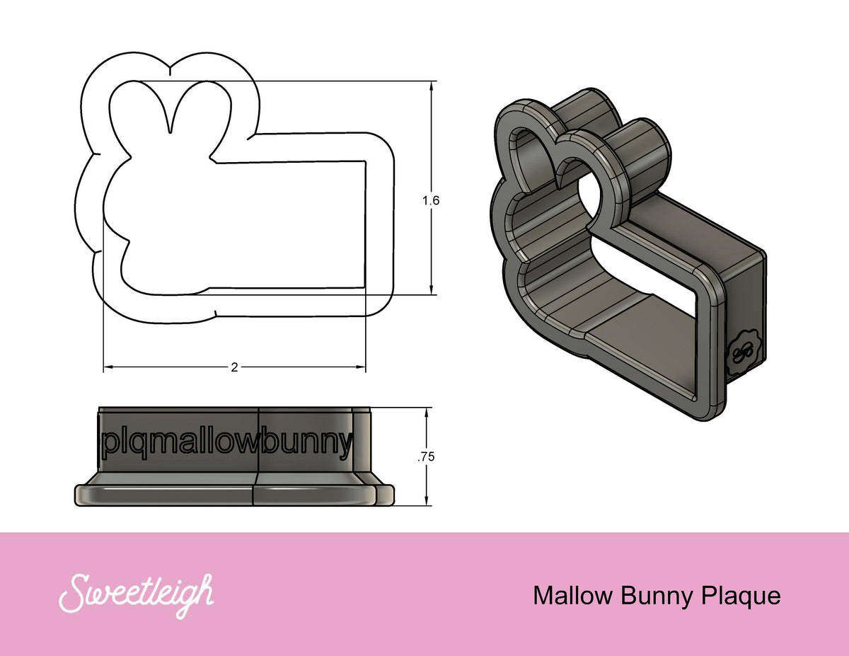 Mallow Bunny Plaque Cookie Cutter - Sweetleigh 