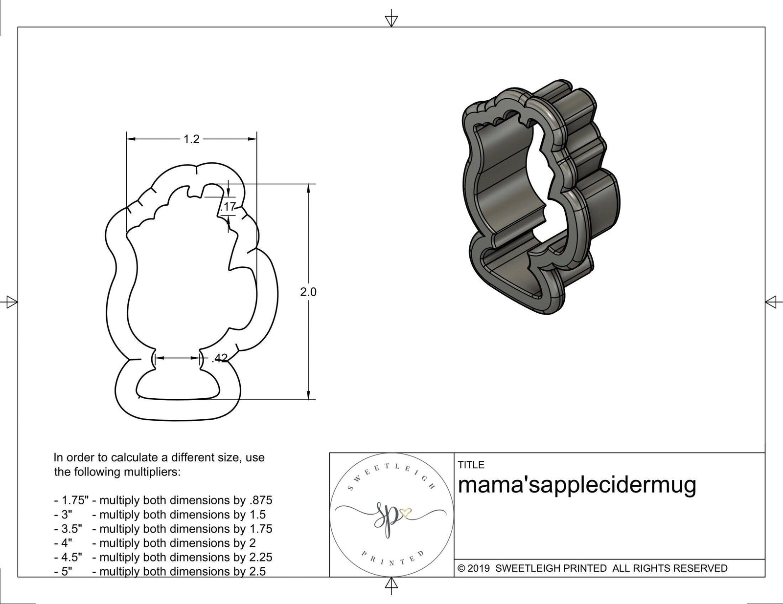 Mama's Hot Apple Cider Mug Cookie Cutter - Sweetleigh 