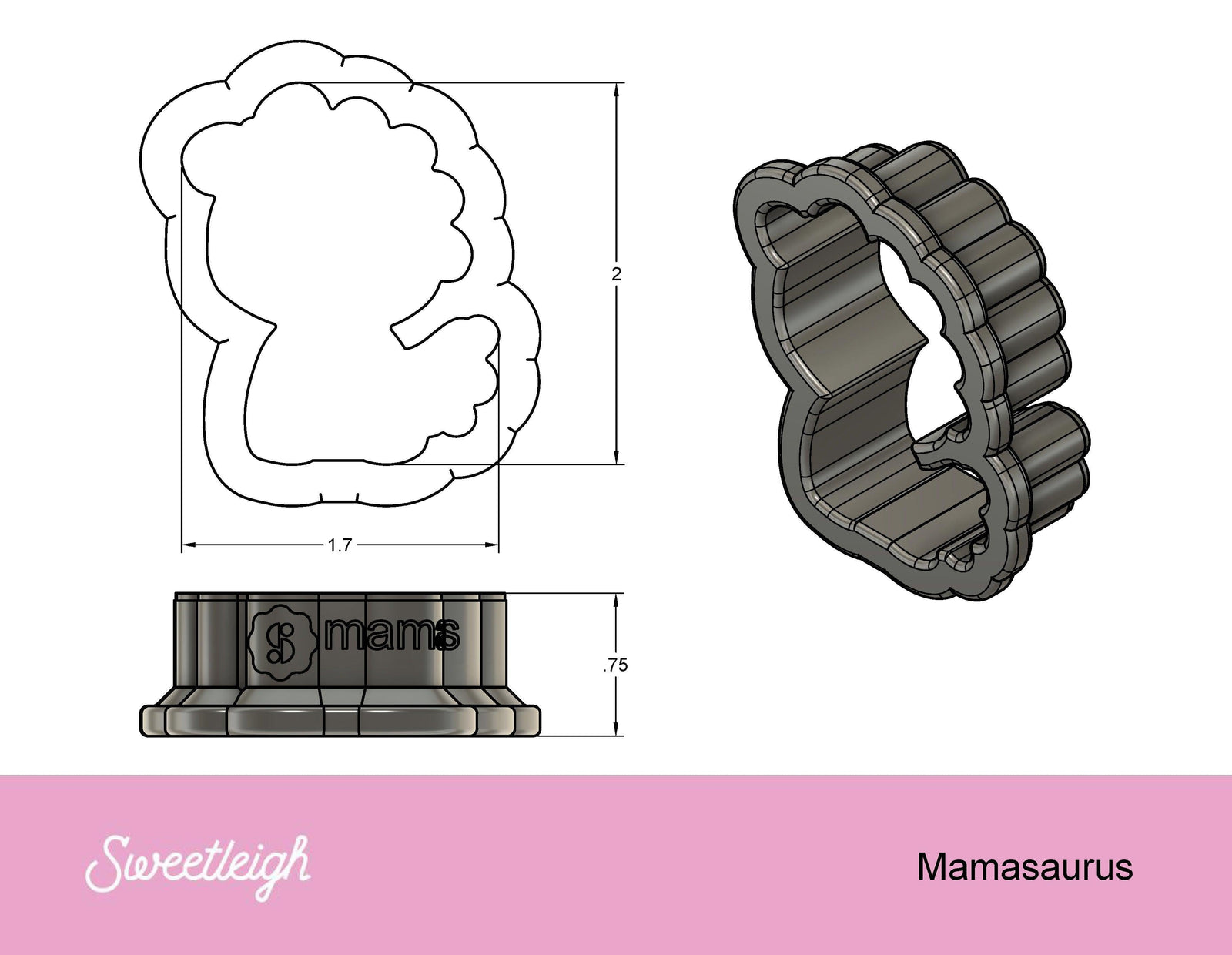 Mamasaurus Cookie Cutter - Sweetleigh 