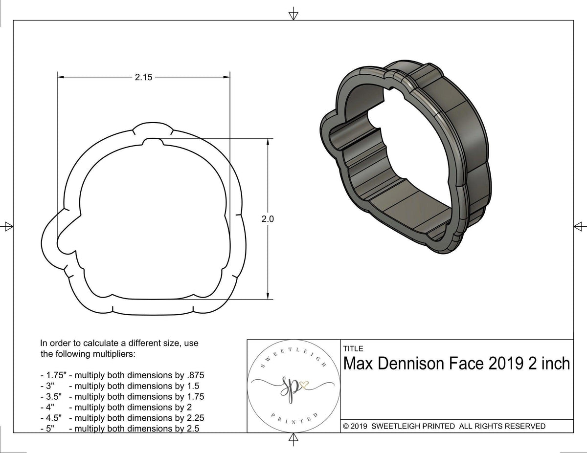Max Face 2019 Cookie Cutter - Sweetleigh 