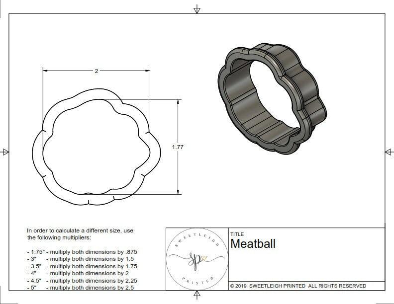 Meatball Cookie Cutter - Sweetleigh 