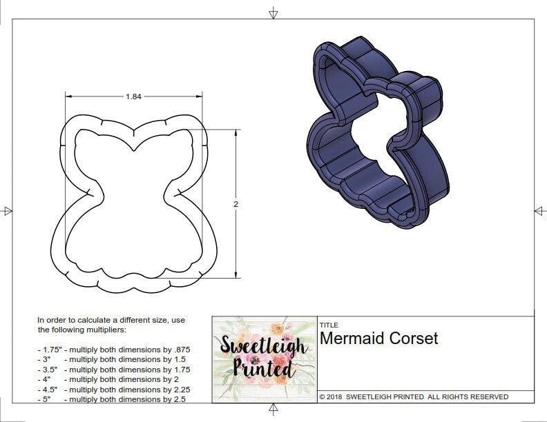Mermaid Corset Cookie Cutter - Sweetleigh 