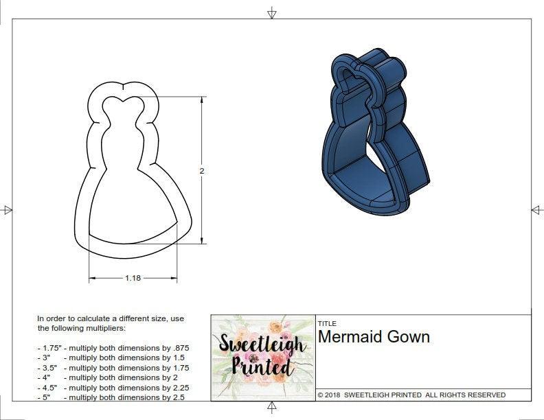 Mermaid Gown Cookie Cutter - Sweetleigh 