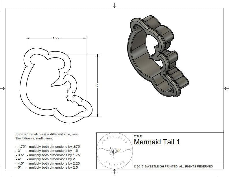 Mermaid Tail 1 Cookie Cutter - Sweetleigh 