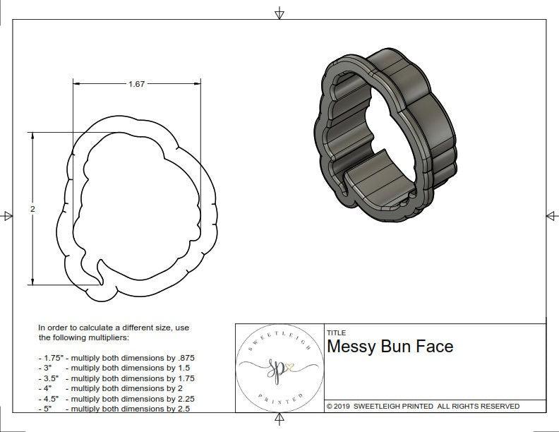 Messy Bun Face Cookie Cutter - Sweetleigh 