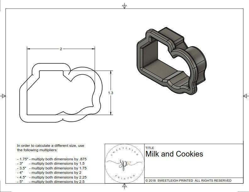 Milk and Cookies Pair Cookie Cutter - Sweetleigh 