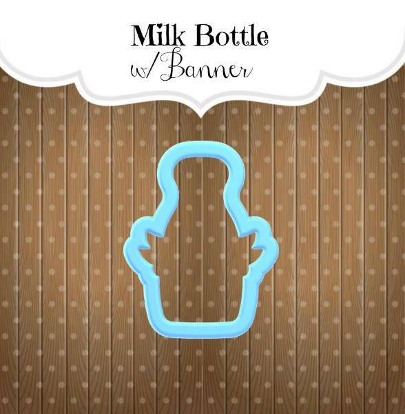 Milk Bottle with Banner Cookie Cutter - Sweetleigh 