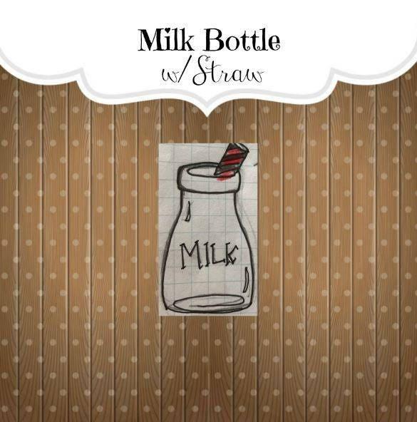 Milk Bottle with Straw Cookie Cutter - Sweetleigh 