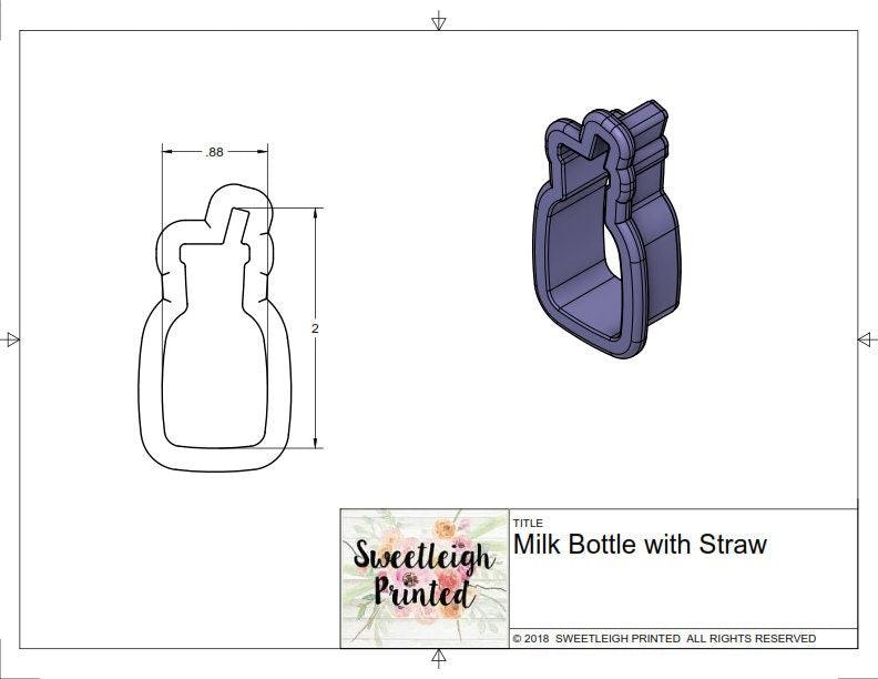 Milk Bottle with Straw Cookie Cutter - Sweetleigh 