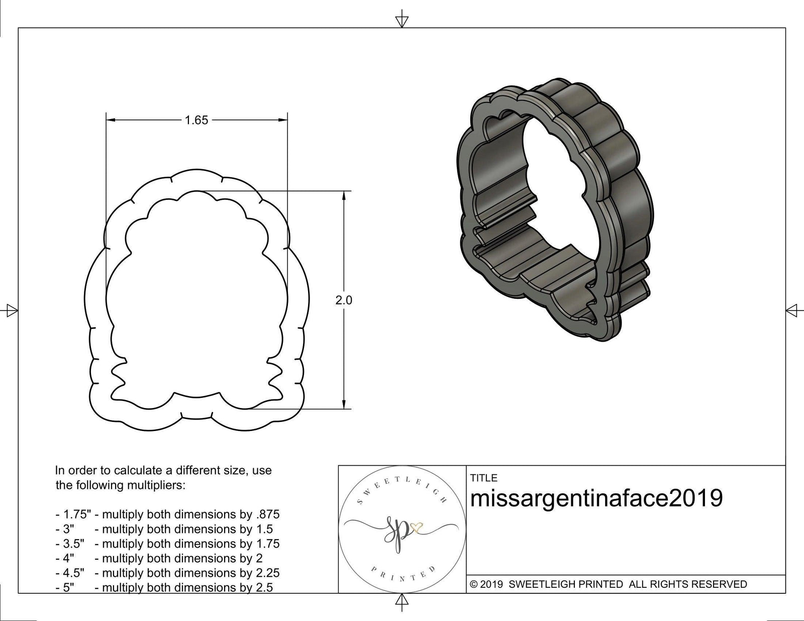 Miss Argentina Face Cookie Cutter - Sweetleigh 