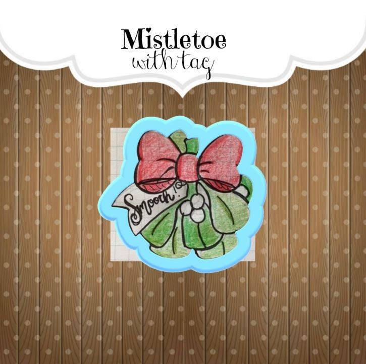 Mistletoe with Tag Cookie Cutter - Sweetleigh 