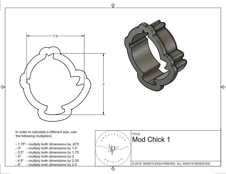 Mod Chick 1 Cookie Cutter - Sweetleigh 