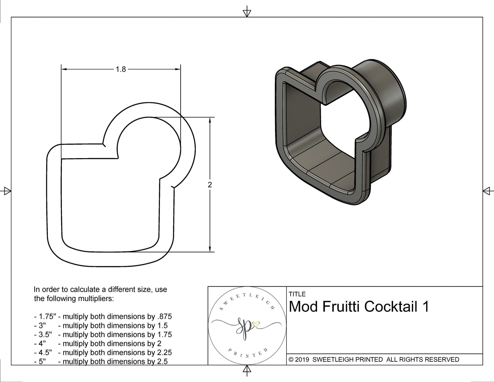 Mod Fruitti Cocktail Cookie Cutter - Sweetleigh 