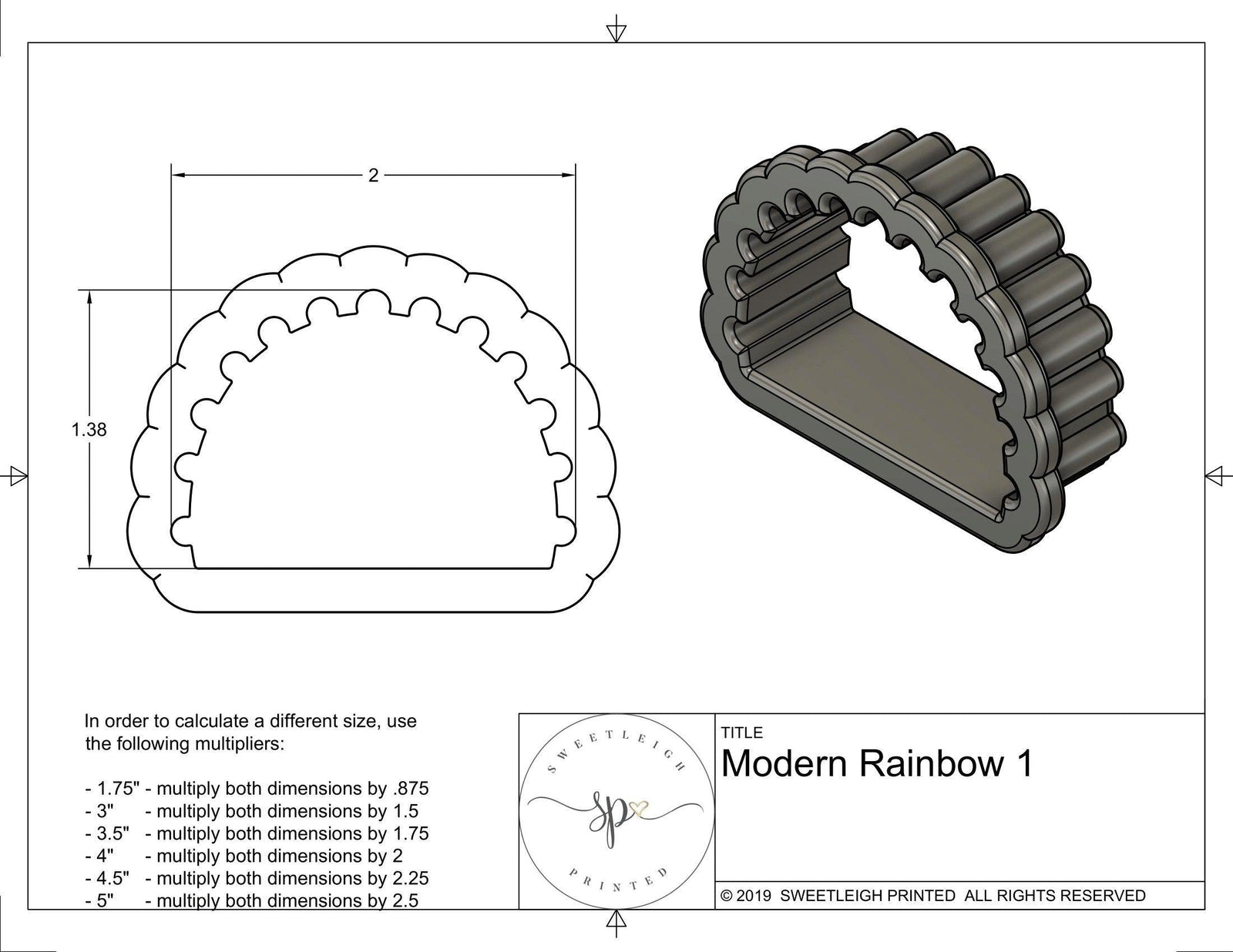 Modern Rainbow 1 Cookie Cutter - Sweetleigh 