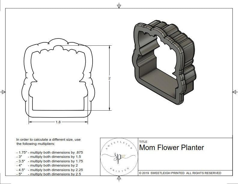 Mom Flower Planter Cookie Cutter - Sweetleigh 