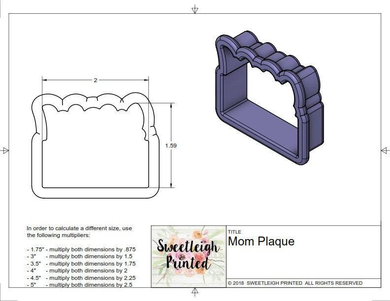 Mom Plaque Cookie Cutter - Sweetleigh 