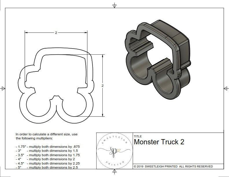 Monster Truck 2 Cookie Cutter - Sweetleigh 
