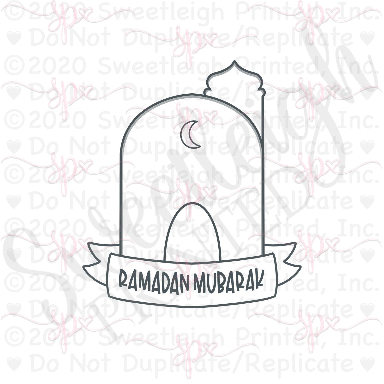 Mosque 2 with Banner Cookie Cutter - Sweetleigh 