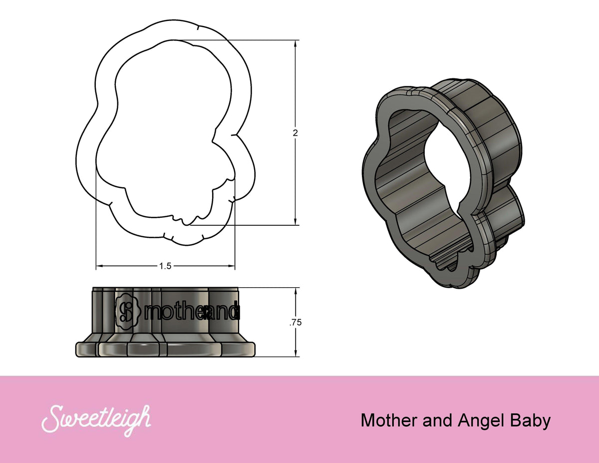 Mother and Angel Baby Cookie Cutter - Sweetleigh 
