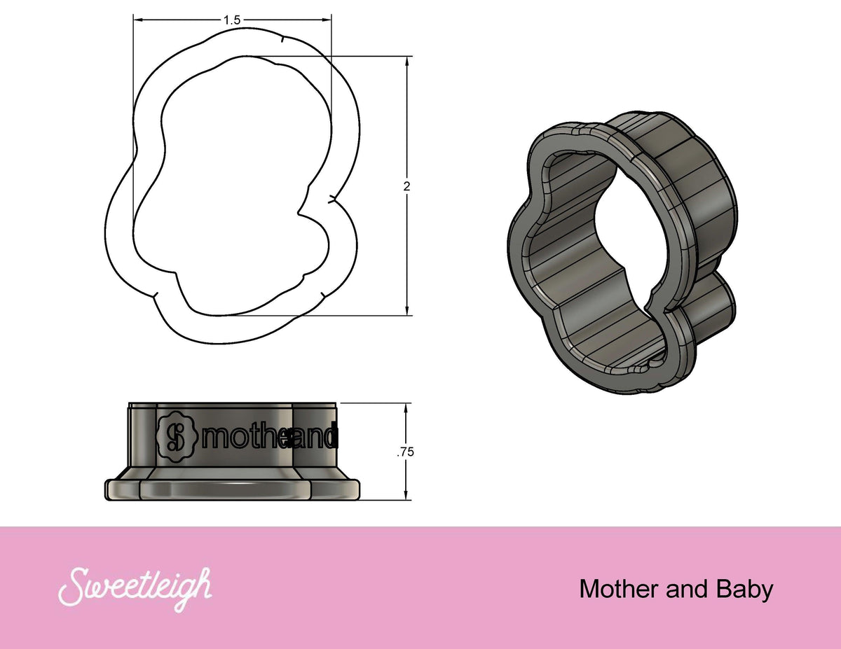 Mother and Baby Cookie Cutter - Sweetleigh 