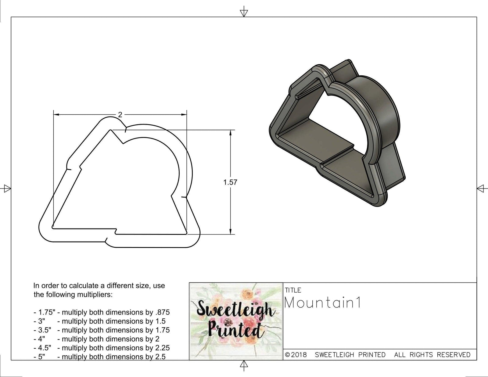 Mountain 1 Cookie Cutter - Sweetleigh 