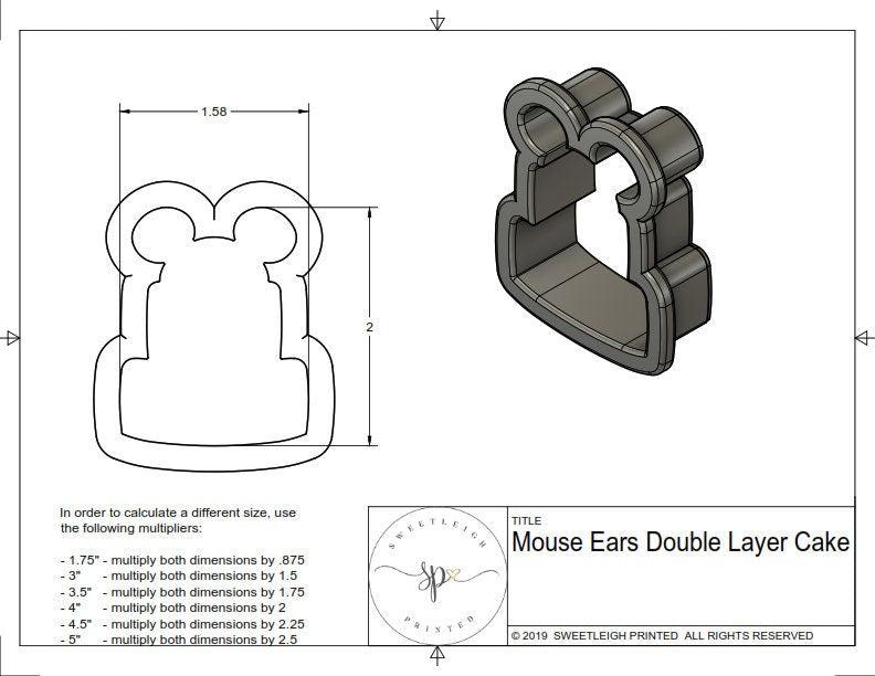 Mouse Ears Double Layer Cake Cookie Cutter - Sweetleigh 