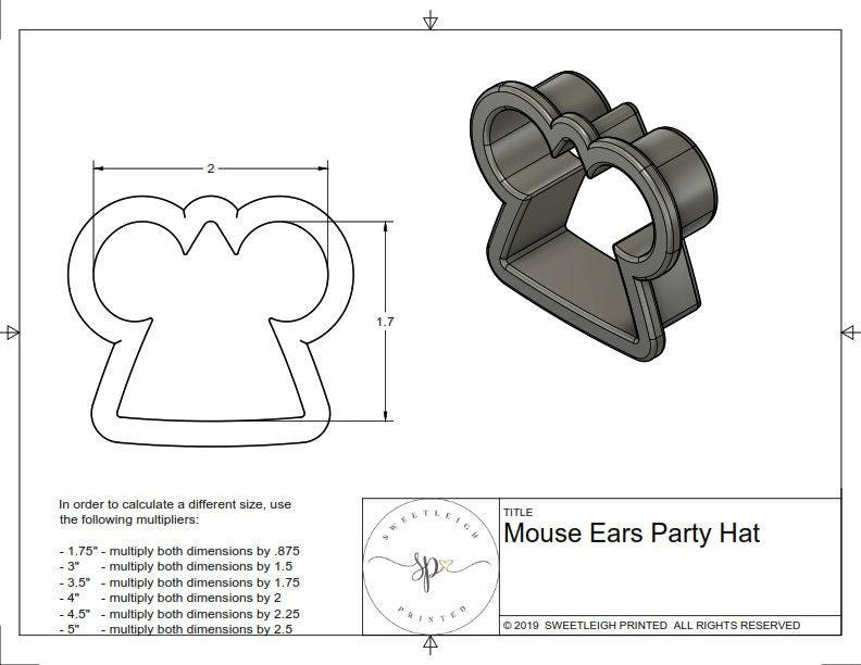 Mouse Ears Party Hat Cookie Cutter - Sweetleigh 