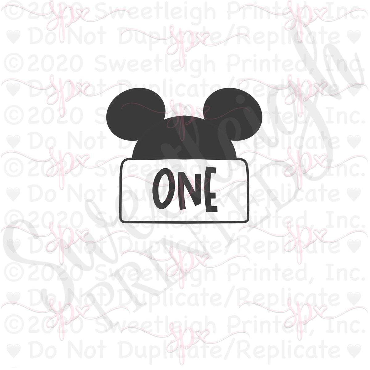 Mouse Ears Plaque Cookie Cutter - Sweetleigh 