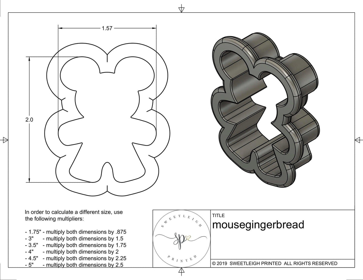 Mouse Gingerbread Cookie Cutter - Sweetleigh 