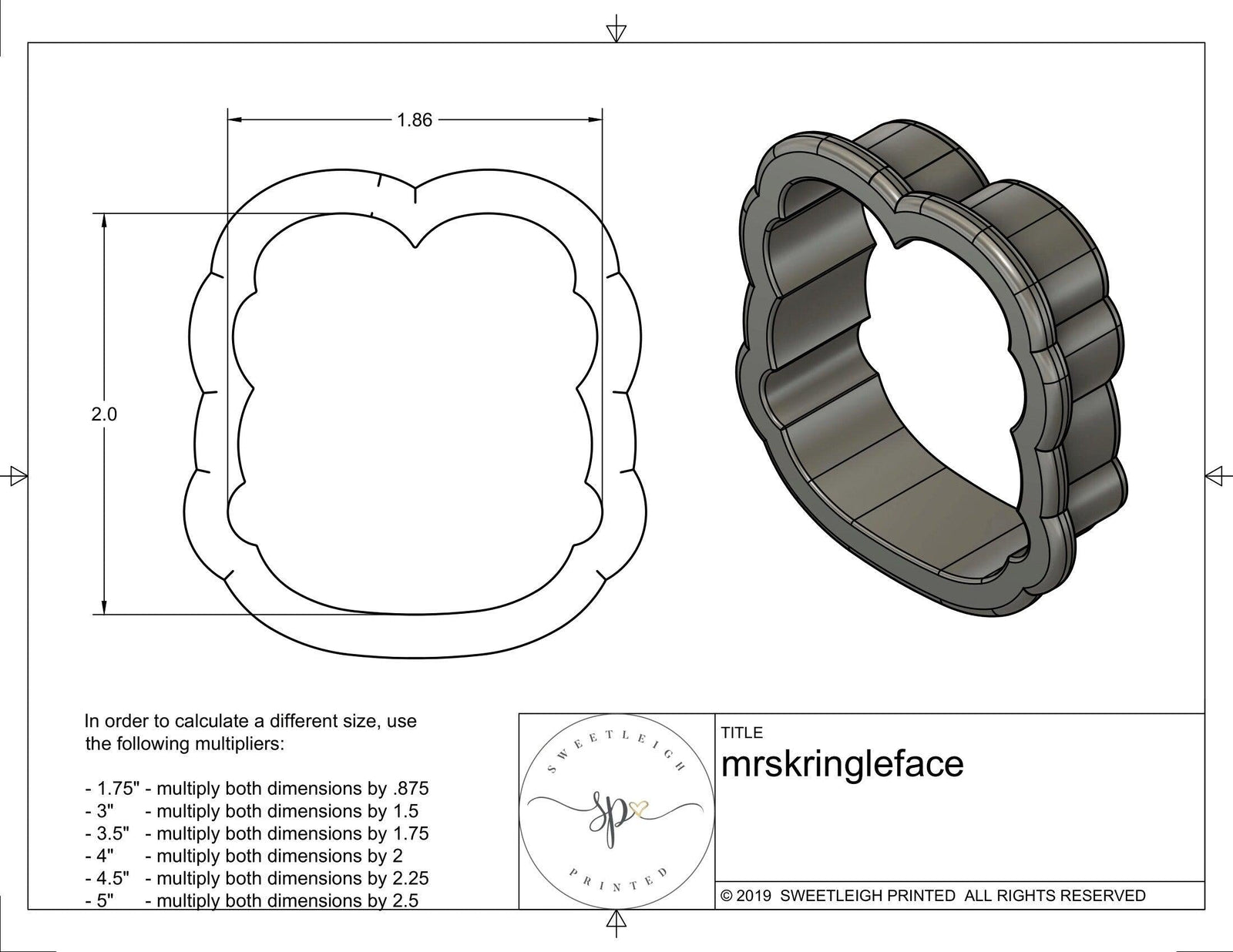 Mrs. Kringle Face Cookie Cutter - Sweetleigh 