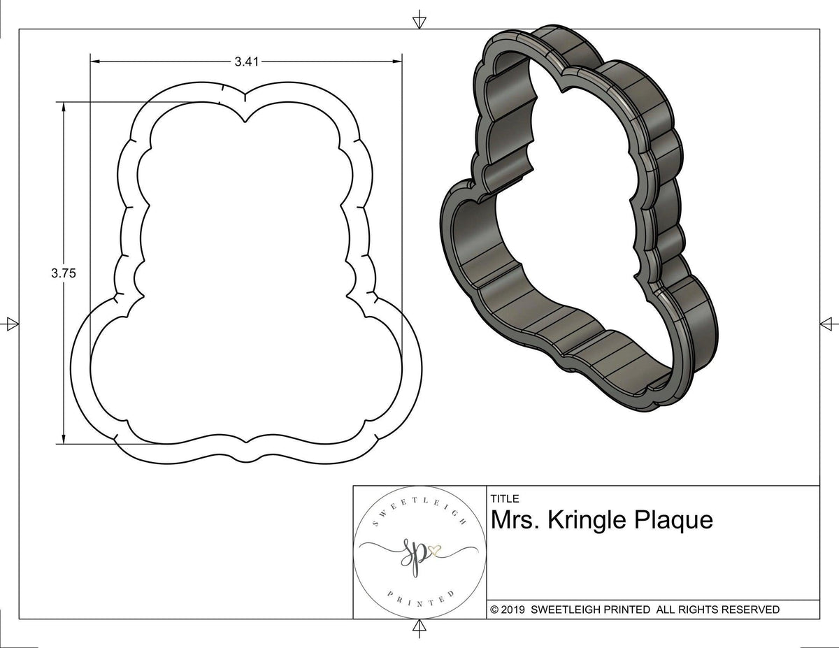 Mrs. Kringle Plaque Cookie Cutter - Sweetleigh 