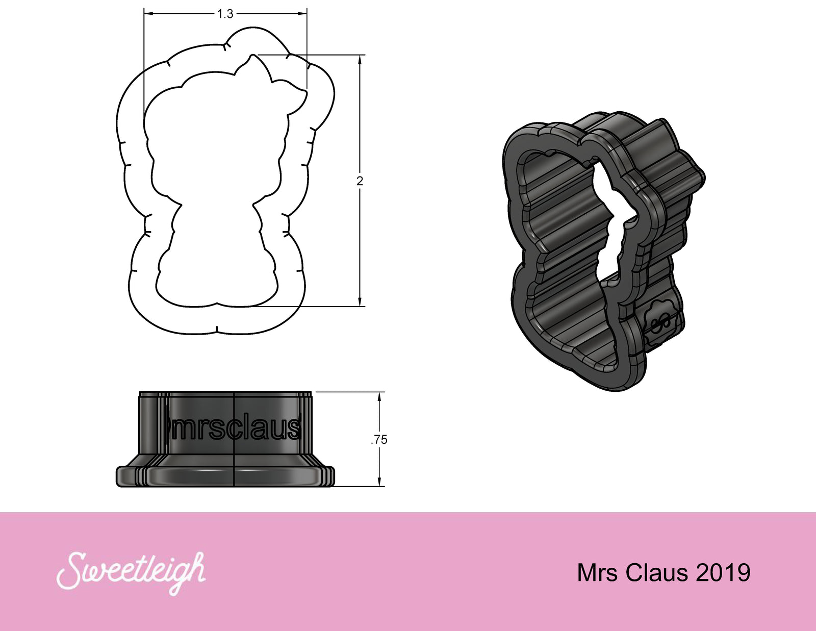 Mrs. Claus 2019 Cookie Cutter - Sweetleigh 