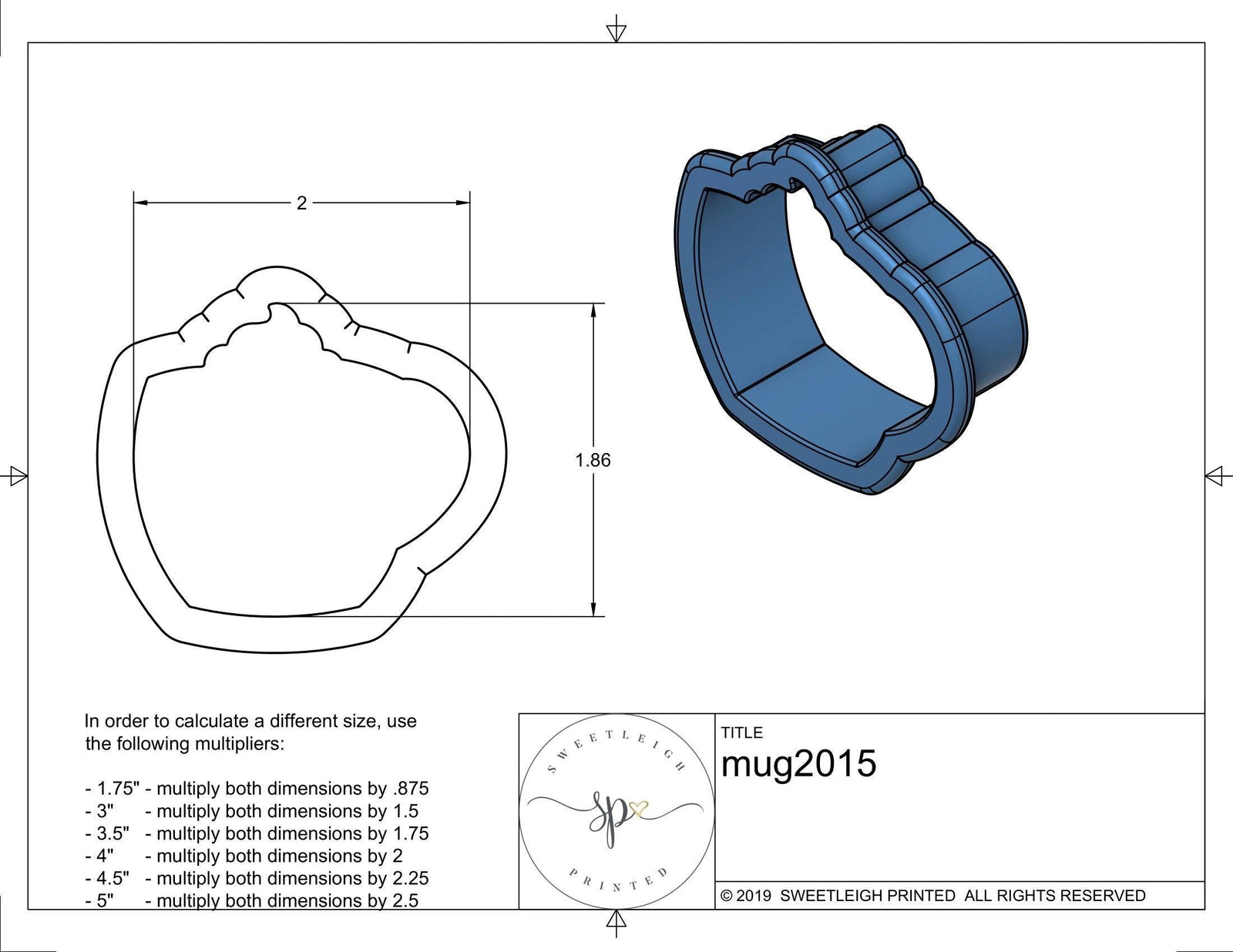 Mug 2015 Cookie Cutter - Sweetleigh 