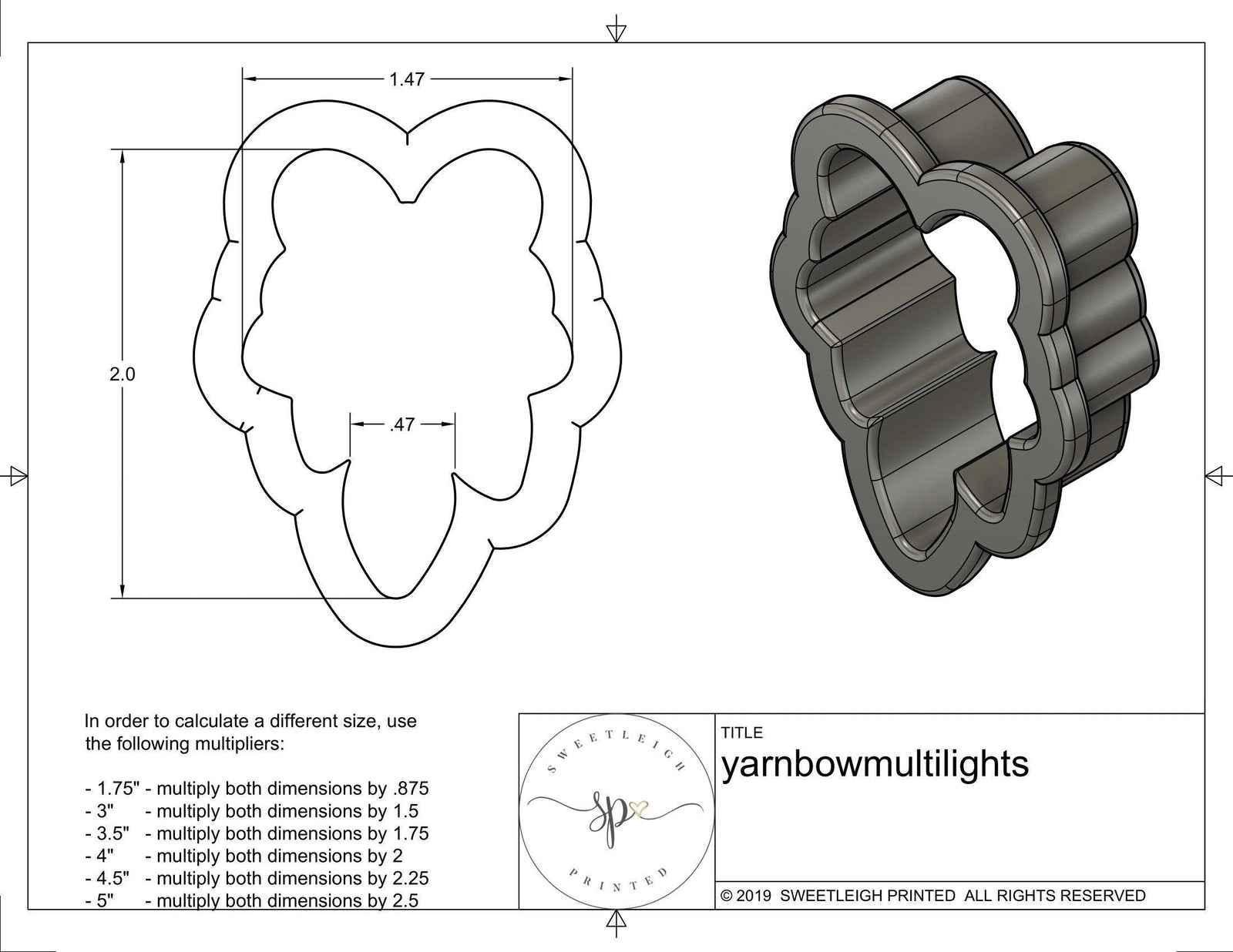 Multi Lights with Yarn Bow Cookie Cutter - Sweetleigh 