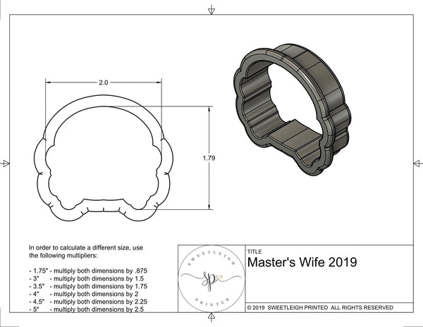 Master's Wife Face 2019 Cookie Cutter - Sweetleigh